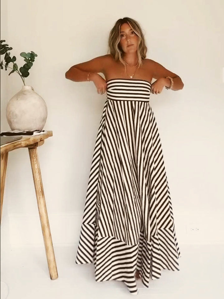 Candace - Elegant Flowy Strapless Maxi Dress