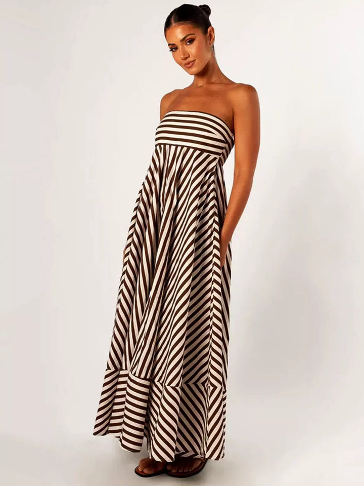 Candace - Elegant Flowy Strapless Maxi Dress