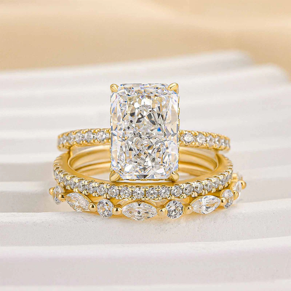 Jaily 3PC Wedding Ring Set | 18K Gold
