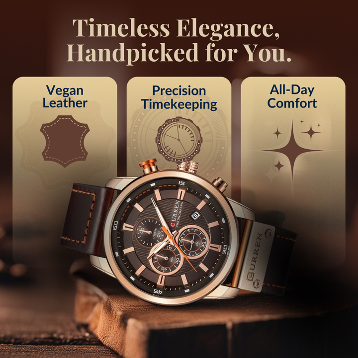 Elegant Leather-Band Quartz Watch