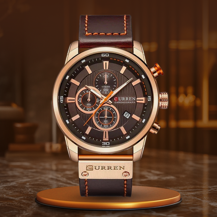 Elegant Leather-Band Quartz Watch