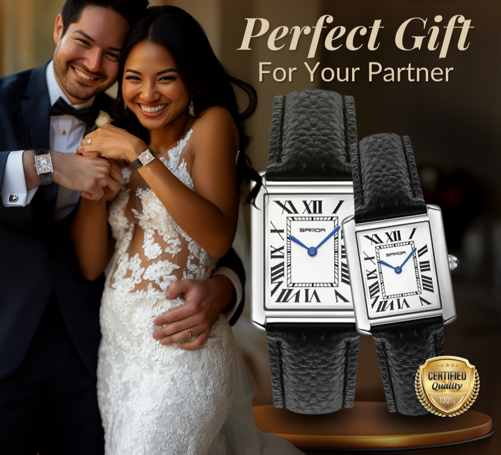 Modern Love Square Couple Watches