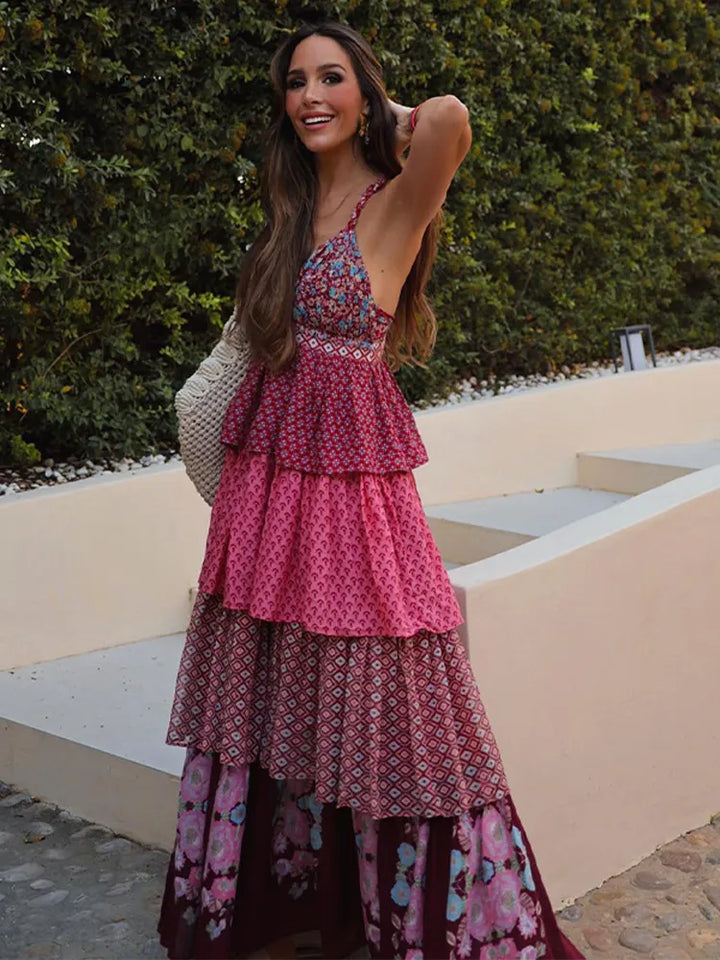 Mona - Classic Floral Print Maxi Dress