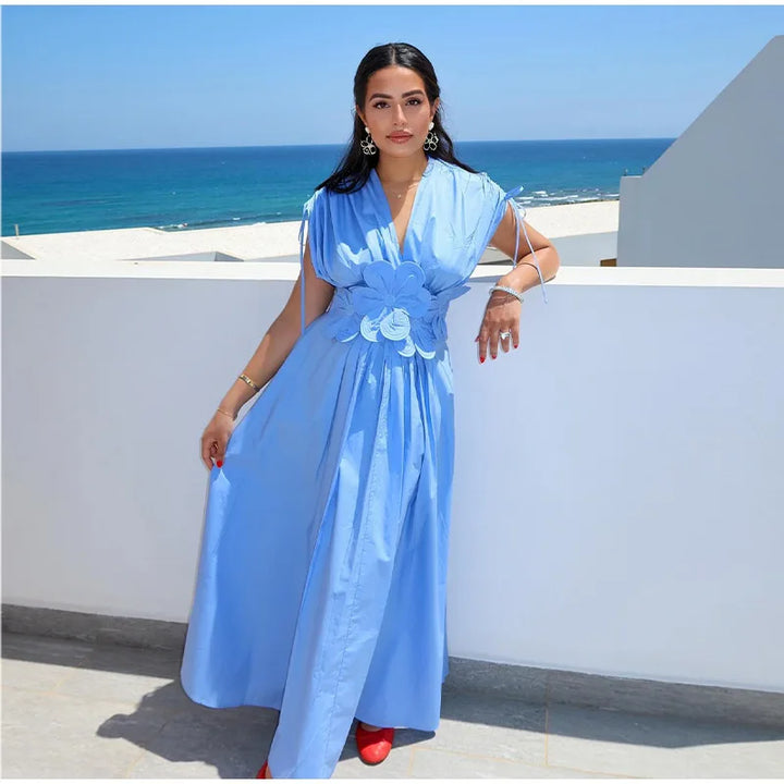 Stacey - Chic Floral V-Neck Maxi Dress