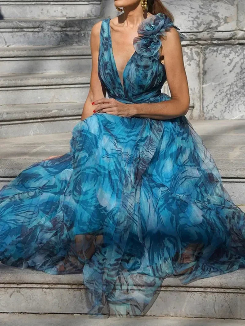 Lorena - Elegant Sleeveless Floral Maxi Dress