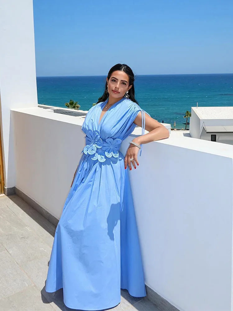 Stacey - Chic Floral V-Neck Maxi Dress