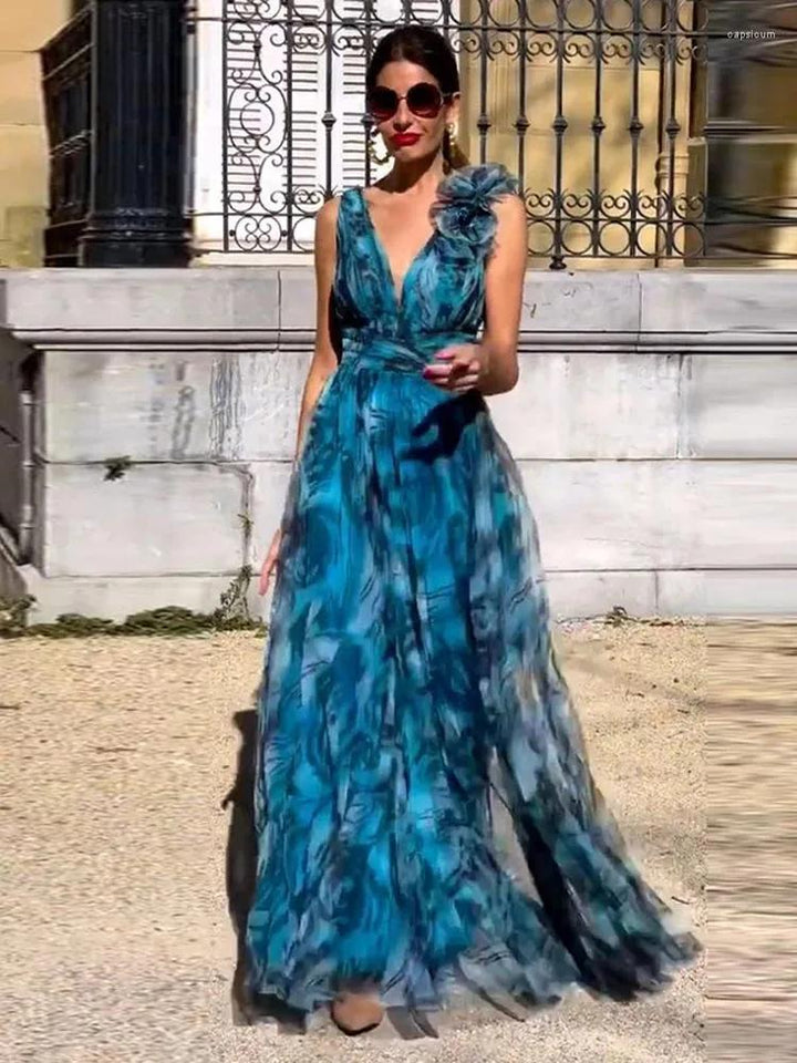 Lorena - Elegant Sleeveless Floral Maxi Dress