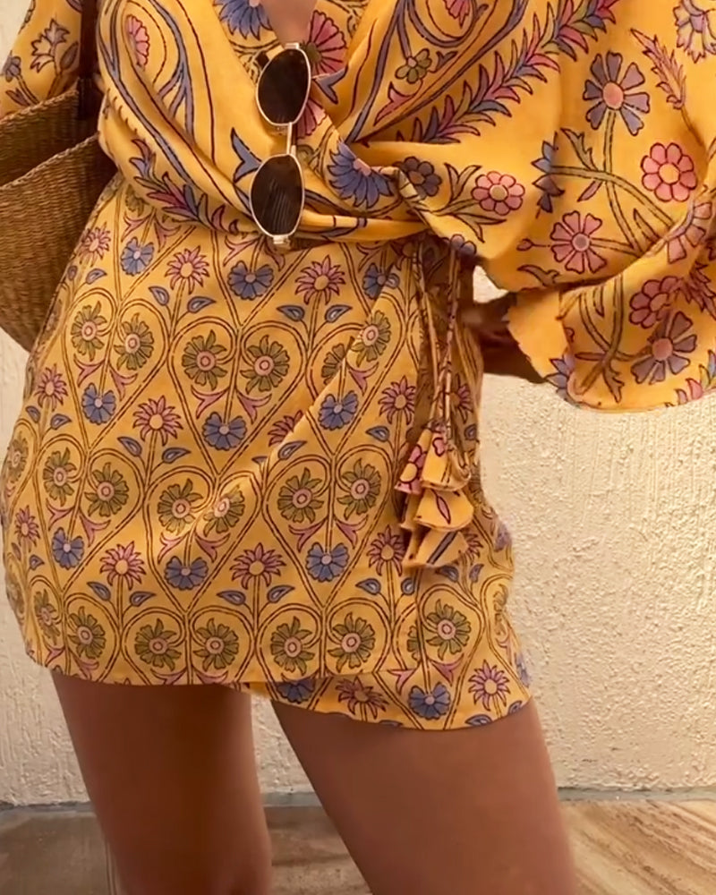 Lyca - Loose Wrap V-Neck Mini Dress