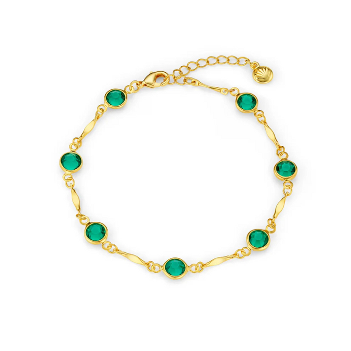 Emerald Link Chain Bracelet | 18K Gold