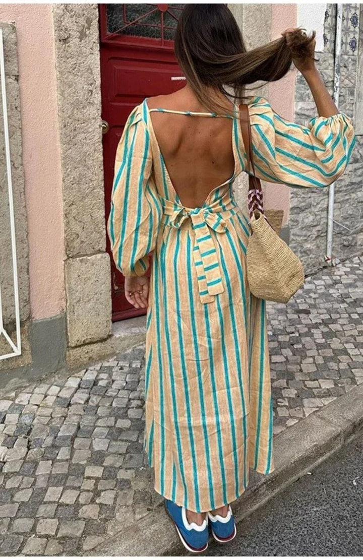 Diana - Elegant Stripped Backless Maxi Dress