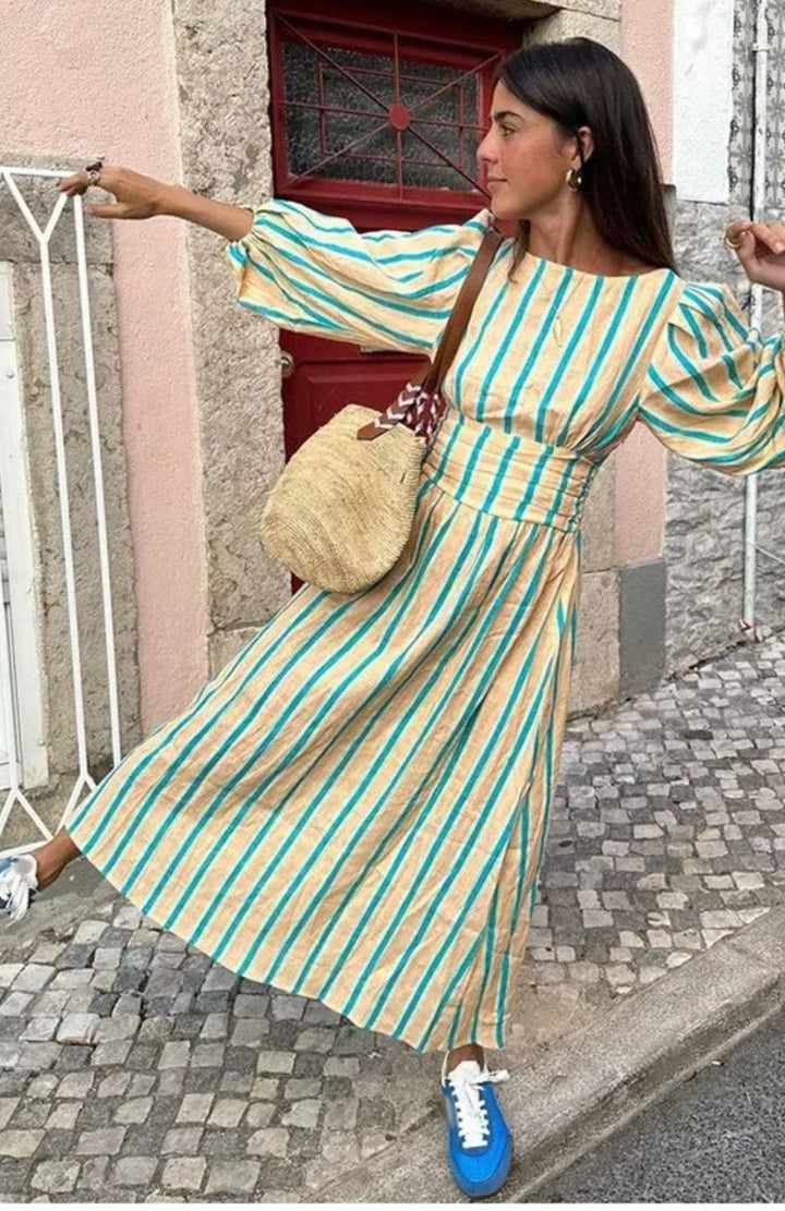 Diana - Elegant Stripped Backless Maxi Dress