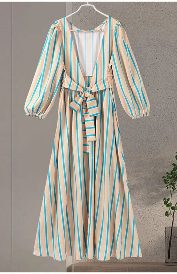 Diana - Elegant Stripped Backless Maxi Dress