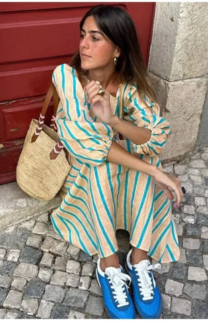 Diana - Elegant Stripped Backless Maxi Dress