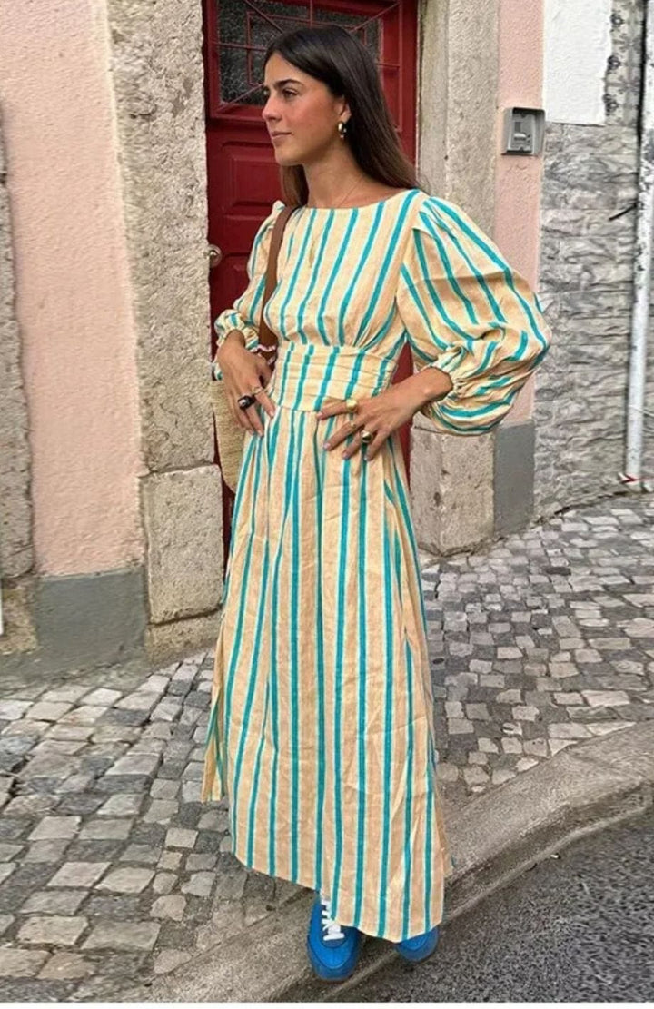 Diana - Elegant Stripped Backless Maxi Dress